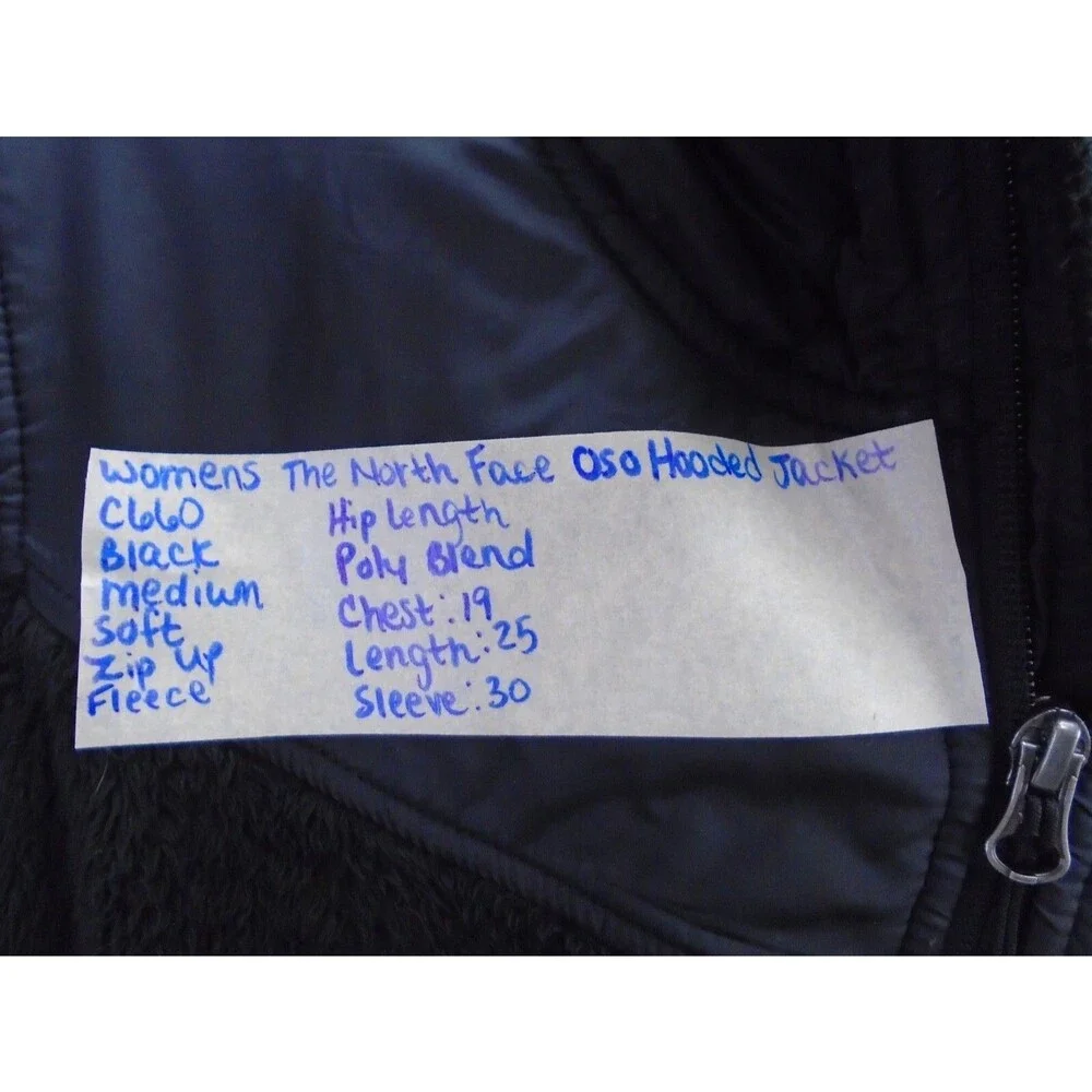 THE NORTH FACE Women's Black Oso Fleece Hoodie Jacket Coat Size M - Picture 6 of 8